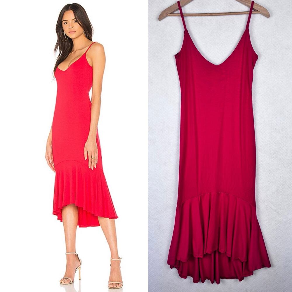 Rachel Pally Revolve Red Modal Slip Dress Mermaid Hem Maxi Size Small Going Out
